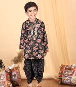 Floral kurta with a matching dhoti-black