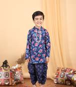 Floral kurta with a matching dhoti-blue