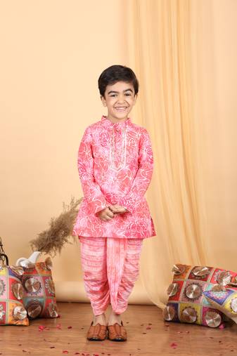 Floral kurta with a matching dhoti-pink