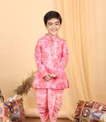 Floral kurta with a matching dhoti-pink