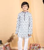Floral kurta with a white pajama - blue