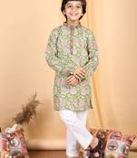Floral kurta with a white pajama - green