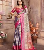 Lavender tissue silk blend with zari weaving saree with blouse