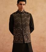 Seaweed green hand embroidered waistcoat kurta set