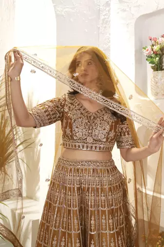 copper Designer  Wedding Lehenga Choli for Women