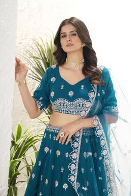 teal  Wedding Lehenga Choli for Women 3