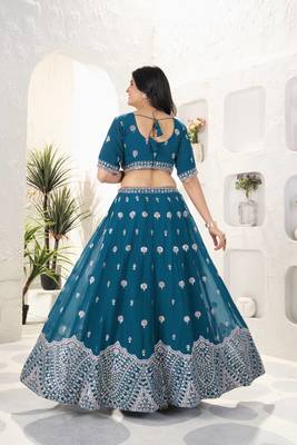 teal  Wedding Lehenga Choli for Women 4