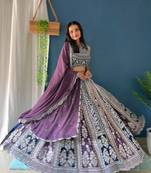 Purple Georgette Heavy Embroidered Wedding Lehenga Choli
