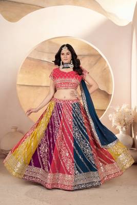 multicolour Designer Bridal Wedding Lehenga Choli for Women 1