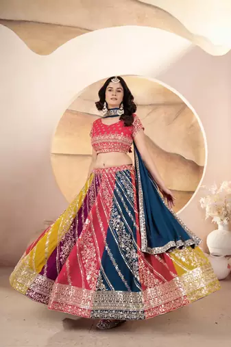 multicolour Designer Bridal Wedding Lehenga Choli for Women