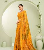Amber ceremonial paisley printed georgette designer saree