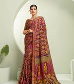 Purple ceremonial paisley printed georgette designer saree