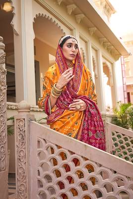 Printed silk blend amber classic saree 2