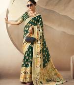 Dark green georgette weaving zari printed classic saree