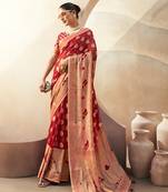 Red georgette weaving zari printed classic saree
