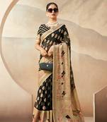 Black georgette weaving zari printed classic saree
