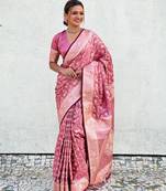 Pink art silk saree for festivals