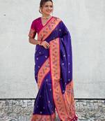 Purple art-silk wedding saree