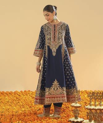 Hana deep blue chauga with salwar and odhni 2