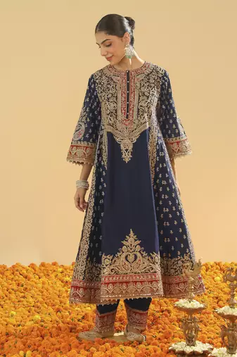 Hana deep blue chauga with salwar and odhni