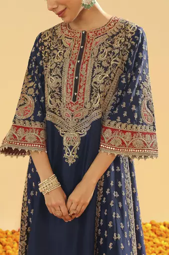 Hana deep blue chauga with salwar and odhni