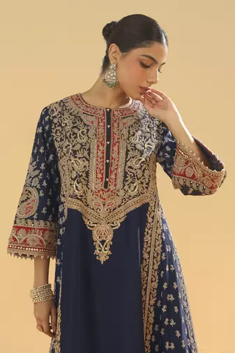Hana deep blue chauga with salwar and odhni