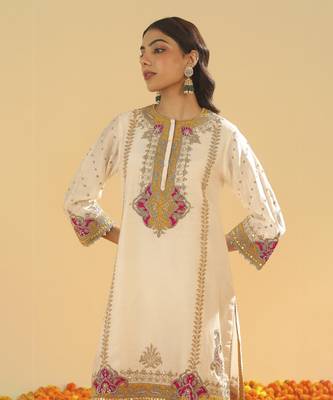 Ziana daisy ivory short kurta with salwar and dupatta 2