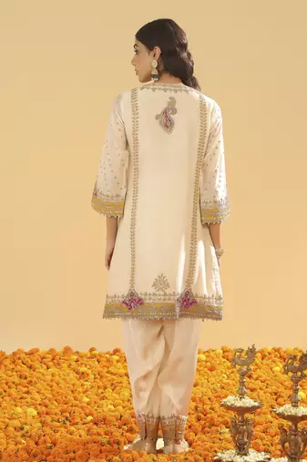 Ziana daisy ivory short kurta with salwar and dupatta