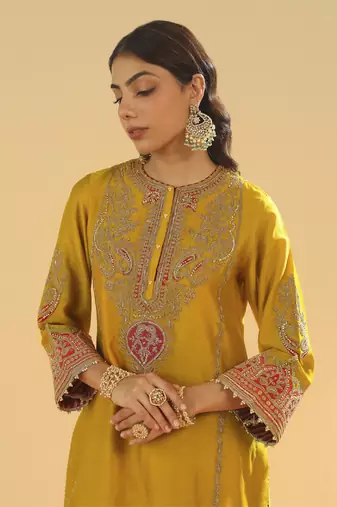 Mirha mustard short kurta with salwar and dupatta