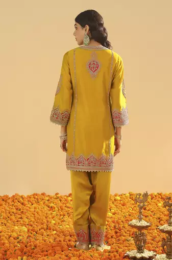 Mirha mustard short kurta with salwar and dupatta