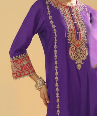 Maisha purple long a-line kurta with palazzo and dupatta 5