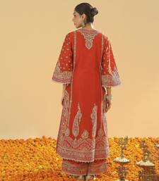 Misam burnt orange a-line kurta with palazzo and dupatta