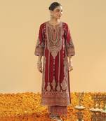 Rua deep red a-line kurta with palazzo and dupatta