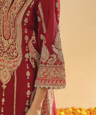 Rua deep red a-line kurta with palazzo and dupatta 3