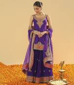 Maziyah purple short kurta with gharara and dupatta