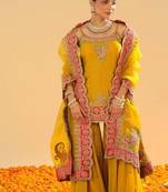 Mehan mustard short kurta with gharara and dupatta
