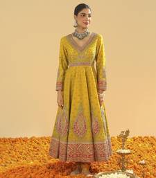 Shazia mustard anarkali with chooridaar and dupatta