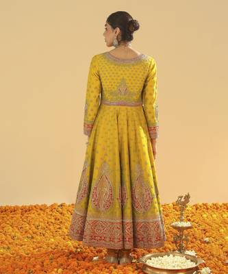 Shazia mustard anarkali with chooridaar and dupatta 3