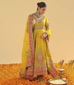 Shazia mustard anarkali with chooridaar and dupatta