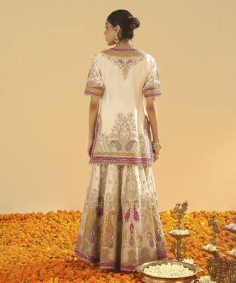Sadiya daisy ivory short kurta with sharara and dupatta 3