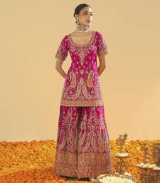 Ishwa hotpink short kurta with sharara and dupatta