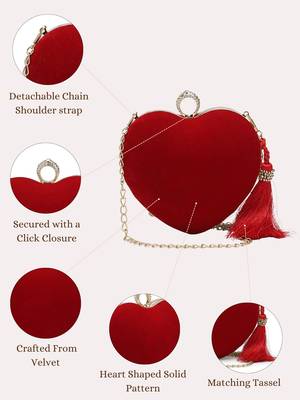 red velvet heart-shaped clutch bag 4