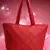 red polyester tote bag with diamond stitch design