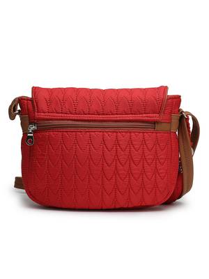 red polyester  sling bag with tassel charm design 6