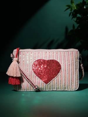 multi cotton canvas sling bag with jacquard heart 1