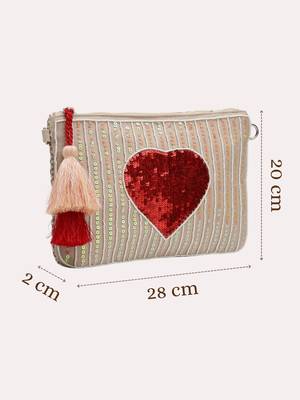 multi cotton canvas sling bag with jacquard heart 5