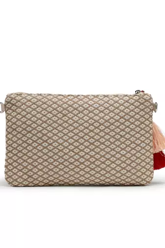 multi cotton canvas sling bag with jacquard heart