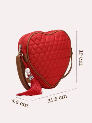 red tan polyester sling bag with chevron quilting 5