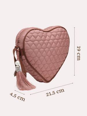 dusty pink polyester sling bag with chevron quilting 5