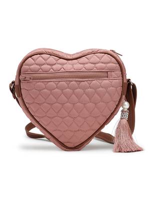 dusty pink polyester sling bag with chevron quilting 6